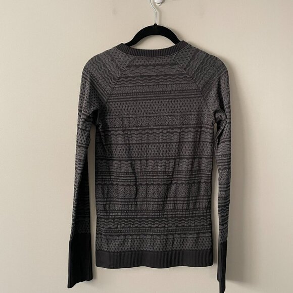 Lululemon Rest Less Pullover Long Sleeve T-Shirt Activewear Black White Medium - Picture 3 of 6